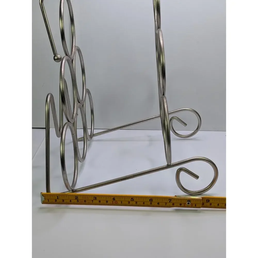 Kamenstein 6 Bottle Metal Wine Rack Countertop Holder Spring Handle Scroll